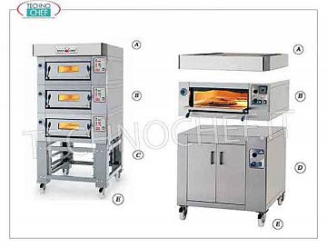 Hornos para pizza modulares eléctricos con placa de cocina refractaria y cámara de chapa 
