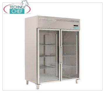 Forcold - Armario Frigorífico 2 Puertas Cristal, Ventilado, Temp.+0°/+8°C, con Monobloc, Sistema Enchufable, lt.1300, Clase C, mod.M-GN1410TNG-FC Armario frigorífico profesional, 2 puertas de cristal, con monobloc, sistema enchufable, ventilado, 650 lt, Temp.+0°/+8°C, GN 2/1, Ecológico en Clase C, Gas R290, V.230/ 1 , Kw.0,508, Peso 206 Kg, dim.mm.1480x830x2010h