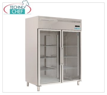 Forcold - Armario Congelador 2 Puertas Cristal, Ventilado, Temp.-18°/-22°C, con Monobloc, sistema enchufable, lt.1300, Clase E, mod.M-GN1410BTG-FC