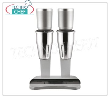 TECHNOCHEF - Batidor Doble Profesional con Vasos de Acero Inoxidable, Mod.M98/2 BATIDORA DOBLE PROFESIONAL para la preparación de batidos, batidos y cócteles, estructura en ALEACIÓN LIGERA y ACERO, recipientes en ACERO INOXIDABLE lt.0,9+0,9, V.230/1, Kw 0,3+0,3 , Peso 6,7 Kg, dim.mm.210x310x485h