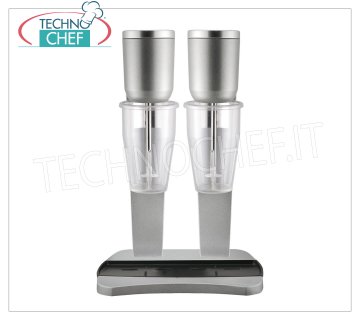 TECHNOCHEF - Batidor Doble Profesional con Vasos de Policarbonato, Mod.M98T/2 BATIDORA DOBLE PROFESIONAL para la preparación de batidos, batidos y cócteles, estructura en ALEACIÓN LIGERA y ACERO, recipiente en POLICARBONATO TRANSPARENTE lt.0,9+0,9, V.230/1, Kw 0,3+0,3 , Peso 6,7 Kg, dim.mm.210x310x485h