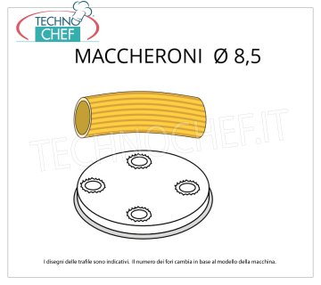 Technochef - TROQUEL MACARONI Ø 8,5 en ALEACIÓN DE LATÓN-BRONCE Troquel para macarrones en aleación de latón-bronce Ø 8,5 mm, para mod.MPF1.5N