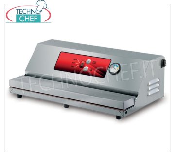 Technochef - Máquina de vacío semiautomática con aspiración externa, barra de soldadura de 500 mm, mod.MATIC50 Máquina de vacío semiautomática con aspiración exterior, barra de soldadura de 500 mm, ciclo de trabajo automático o manual y 3 niveles de aspiración, V.230/1, Kw.0,55, Peso 11 Kg, dim.mm.520x280x170h