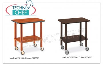 Carritos Gueridon en madera maciza, mod. 1095S (color cereza) y mod. 1095SW (color wengué)