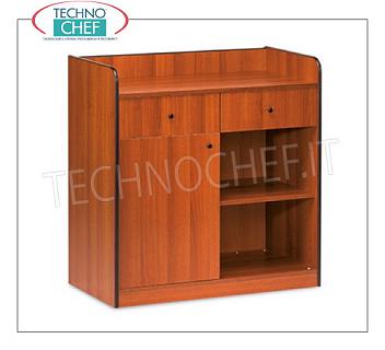 el servicio de habitaciones de muebles unidad de servicio de madera chapeada cereza del color de salón, con 2 cajones cubiertos, 1 puerta abatible y compartimiento abierto con estante, dim.mm.940x480x980h