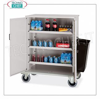 camiones de reabastecimiento de combustible y minibar Carro para BAR oferta y CUPBOARD minibar con 2 a puertas batientes, 3 estantes intermedios regulables en altura, pan lateral para la recogida de vacío, asa de empuje y el parachoques perímetro, dim.mm.1000x620x1190h