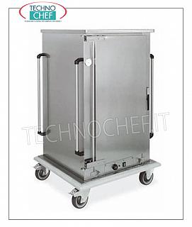 Mantenedor de temperatura, carro CALIENTE ventilado para 8 GN 1/1 Carro de MANTENIMIENTO CALIENTE para ALIMENTOS COCINADOS, 1 puerta batiente, 8 CAPACIDAD DE LA PARRILLA o bandejas GASTRO-NORM 1/1 (mm.325x530), PASO entre las guías 120 MM, CALEFACCIÓN DEL VENTILADOR, temperatura desde + 65 ° a +90 °, HUMIDIFICADOR, V.230 / 1, Kw.1.6, dim.mm.780x730x1510h