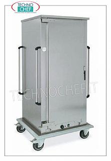 Mantenedor de temperatura, carro CALIENTE ventilado para 13 GN 1/1 Carro de MANTENIMIENTO EN CALIENTE para ALIMENTOS COCINADOS, 1 puerta batiente, 13 CAPACIDAD A LA PARRILLA o bandejas GASTRO-NORM 1/1 (mm.325x530), PASO entre las guías 80 MM, CALEFACCIÓN VENTILADA, temperatura de + 65 ° a +90 °, HUMIDIFICADOR, V.230 / 1, Kw.1.6, dim.mm.780x730x1510h