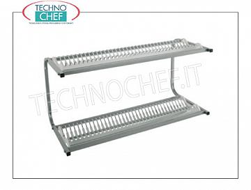 Escurreplatos de acero inoxidable 2 estantes 30 + 30 platos PLATO PARA PLATO con 2 estantes para 30 + 30 platos con diámetros de 160 a 320 mm, dimensiones mm.830x420x480h