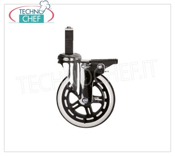Technochef - Kit 4 ruedas elásticas de las cuales 2 con freno, mod. y KIT 4 ruedas elásticas, 2 de ellas con freno, diámetro 125 mm, para suelos irregulares o para exteriores