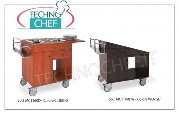 Metalcarrelli - CARRITO FLAMBE' con 2 quemadores separados, color cereza, Mod.1160D
