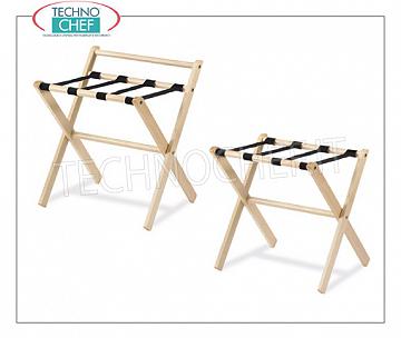 Technochef - Soporte de cámara Maleta-Porta-maletas con estructura plegable en madera natural y correas extraíbles en PVC negro, disponible en 2 VERSIONES, con o sin lateral