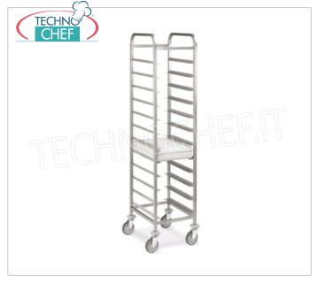 CARRO Porta bandejas con guías para 12 BANDEJAS Gastro-Norm 1/1, Mod.1494-GN CARRO PORTABANDEJAS con guías en `` L '' para 12 BANDEJAS GN 1/1 (530x325 mm), medidas mm 450x600x1900h