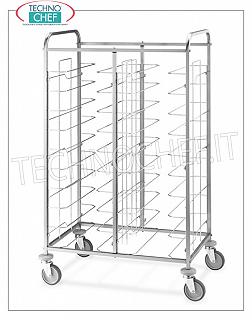 Carros de bandejas de autoservicio universales, capacidad de bandejas n. 20, modelo 1475U Carro bandeja autoservicio con soportes tipo universal, capacidad bandeja 20, dimensiones 950x600x1590h mm