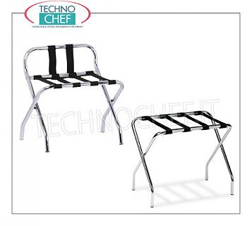 Technochef - Descanso de maletas Room Portaequipajes-Portaequipajes con estructura abatible en tubo de acero cromado, correas extraíbles de PVC negro y pies de goma, disponible en 2 VERSIONES, con o sin laterales