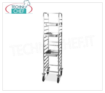TECHNOCHEF - CARRO DE ACERO INOXIDABLE para 14 BANDEJAS GN 1/1, Mod.2070