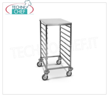 TECHNOCHEF - CARRO para 8 GN 1/1 BANDEJAS CON SUPERFICIE DE ACERO INOXIDABLE, Mod.2073 CARRO DE BANDEJA con SUPERFICIE DE SOPORTE DE ACERO INOXIDABLE, con guías de desplazamiento a '' C '' para 8 BANDEJAS GN 1/1 (mm 530x325), dim.mm.440x600x850h