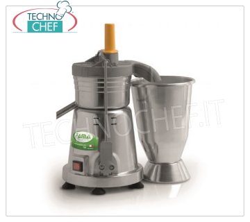 FAMA - Centrífuga profesional para frutas y verduras, Mod. MCF100 Centrifugadora para frutas y verduras con estructura de aluminio, baja velocidad para proteger las proteínas de los alimentos, ancho del tubo de inserción 8 cm, V.230 / 1, Kw.0.4, Peso 14 Kg, dim.mm.270x450x550h