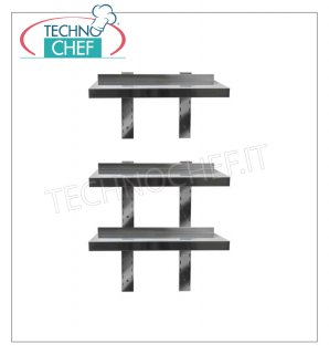 ESTANTERÍA DE PARED LISA DE ACERO INOXIDABLE 304 con PEEDERA, SOPORTES y REJILLA de 40 cm de fondo
