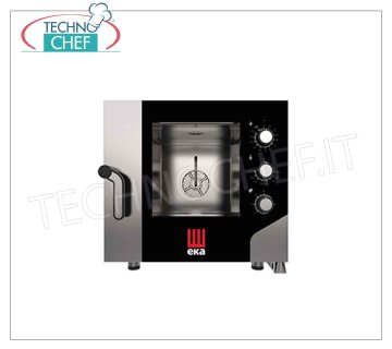 Tecnoeka - HORNO Eléctrico Convección-Vapor para 5 BANDEJAS GN 1/1, Controles Mecánicos, mod. MK511S HORNO CONVECCIÓN VAPOR Electroventilador TECNOEKA , Profesional con cámara de cocción para 5 BANDEJAS GASTRO-NORM 1/1, CUADRO ELECTROMECÁNICO, V.380/400 3N, Kw. 7.8, Peso 78.4 Kg, dim.mm. 730x855x700h