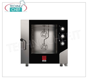 Tecnoeka - HORNO CONVECCIÓN VAPOR Eléctrico para 6 bandejas PASTELERÍA mm 600x400, mod. MKF 664S HORNO ELÉCTRICO VENTILADO DE CONVENCIÓN A VAPOR, Profesional para PASTELERÍA y PANADERÍA con cámara de cocción para 6 BANDEJAS de 600x400 mm, MANDOS ELECTROMECÁNICOS, V.400/3+N, Kw.10,4, Peso 108,2 Kg, dim.mm 850x1041x850h