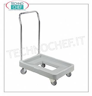 TECHNOCHEF - Carro de polietileno con asa cromada, Mod. MAXI0012 Carro de polietileno con mango cromado, equipado con 4 ruedas de goma con un diámetro de 100 mm, 2 de ellas pivotantes, Peso 8 Kg, dim.mm.525x750x965h