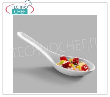 Technochef - CUCHARA DE UNA SOLA PORCIÓN en MELAMINA, Mod. MPA22110 Cuchara monodosis en melamina blanca, dim.mm.145x45x50h