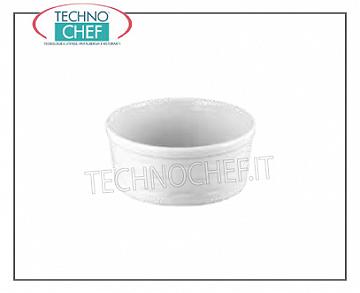 Los platos de porcelana Pirofila soufflé ronda de blanco acordonada fuego apilable, diámetro 22 cm, h.9,5, marca MPS PORCELANA SARONNO - Disponible en paquetes de 4 piezas
