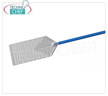 GIMETAL - Pala perforada para empuñadura romana, cm.40x23 - mod.135419 Pala rectangular de aluminio perforado para hornear pinsa romana o pizza al metro, dim.cm.40x23, largo mango 60cm.