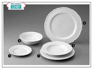SATURNIA - Colección de porcelana MALAGA BLANCA - Platos de restaurante PLACA PLANA, Colección Malaga White, Diámetro 26 cm, Marca SATURNIA - Disponible para comprar en paquete de 12 piezas
