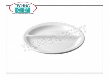 Vajilla de porcelana PLACA DE 2 COMPARTIMENTOS BLANCA, Diámetro 27 cm, Marca SATURNIA - Disponible en paquete de 6 piezas