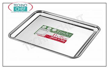 Bandejas de pastelería BANDEJA RECTANGULAR EN ACERO INOXIDABLE 18/C, PINTINOX, Colección Tender, Cm. 25X20