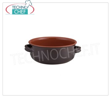 Technochef - TERRACOTTA 2 MANGO POTE Ø 32 cm, Mod. 132739 Olla de terracota marrón de dos asas con dos asas, diámetro 32x12h cm