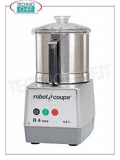 Mesa CUTTER R4-1V, capacidad depósito lt.4,5, marca ROBOT COUPE, profesional Mesa CUTTER R4-1V, marca ROBOT COUPE, con CUBO DE ACERO INOXIDABLE extraíble de 4,5 litros, Velocidad 1.500 rpm, V. 230/1, Kw 0,70, Peso 13 Kg, dimensiones 225x305x440h mm