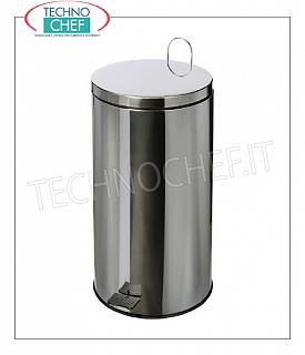 Bins de acero inoxidable Inoxidable Cubo de basura con asa de transporte, la tapa con abertura del pedal, de 40 litros, diam.mm.360x625h