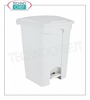 Contenedores de plastico Cubo de basura en polipropileno blanco, tapa con apertura de pedal, 45 litros, dim.mm.405x390x590h, precio cada uno - Compra en paquete de 3 piezas