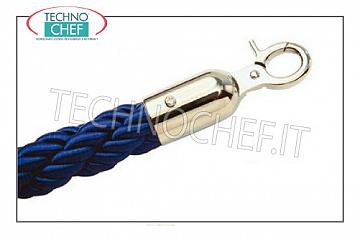 Cordón azul en cuerda tejida con 2 ganchos de acero inoxidable.