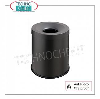 Papel de desecho Papelera autoextinguible y cenicero de metal pintado negro, agujero diam.mm.100, capacidad 15 litros, diam.mm.250x325h