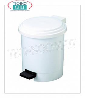 Contenedores de plastico Cubo de basura en polipropileno blanco, tapa con apertura de pedal, 3 litros, diam.mm.175x210h