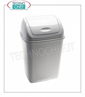 Contenedores de plastico Cubo de basura de polipropileno blanco con tapa basculante, 10 litros, dim.mm.235x190x360h, precio cada uno - Disponible en paquetes de 24 piezas