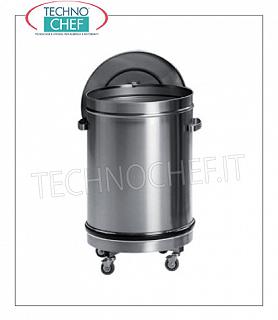 Bins de acero inoxidable Bins inoxidable carrelllata con tapa, capacidad de 50 litros, mm.390x600 diámetro h