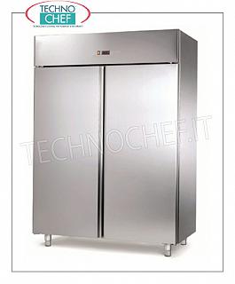 Armarios de nevera / congelador de acero inoxidable PROFESIONAL - Línea BASIC Armario refrigerador de 2 puertas, 1.325 litros, temperatura de funcionamiento -2 ° / + 8 ° C, ventilado, Gastro-norma 2/1, V.230 / 1, Kw 0.70, dimensiones 1480x830x2010h mm