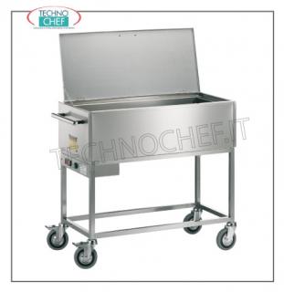 TECHNOCHEF - Carro baño maría caliente, 3 cubetas GN 1/1, Mod.CT1760C Carro calienta alimentos, estructura de acero inoxidable sobre tubular, tanque de acero inoxidable con parrilla, baño maría caliente con resistencia eléctrica, grifo de desagüe, N 50 lugares, para 4 recipientes GN 1/1 (excluidos), V.230 / 1, W 2000 , altura del tanque cm . 24, dim.mm.1500x640x900h