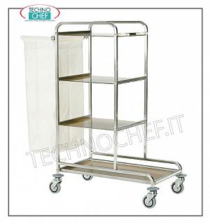Carritos de lavandería para habitaciones de hotel, con base y 3 estantes