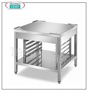 Soporte base de acero inoxidable para hornos de convección Base soporte en acero inoxidable para horno sobre patas, con repisa inferior y guías para inserción de 7 bandejas Gastro-Norm 2/1 h 60 mm., Dim. milímetro 800x800x720 h.