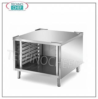 Soporte base de acero inoxidable para hornos de convección Base soporte en acero inoxidable para horno sobre mueble, completo con guías para la inserción de 7 bandejas Gastro-Norm 2/1 h 60 mm., Dim. milímetro 800x800x720 h.