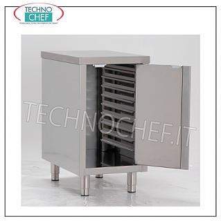 Basi per Forni Supporto base in acciaio inox per forno su mobile aramdiato, con anta a battente e guide per inserimento 7 teglie Gastro-Norm 2/1 h 60 mm., dim. mm. 800x800x720 h.