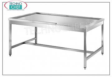 Mesas de clasificación para lavavajillas de capota MESA DE SELECCIÓN para SERVICIO LAVAVAJILLAS, tapa con HUECO PERIMETRAL y CONEXIÓN DERECHA para MESA DE PRELAVADO - dimensiones mm. 1600x1100x850h