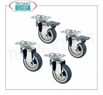 Kit 4 ruedas con placa para mesas de mueble de acero inoxidable