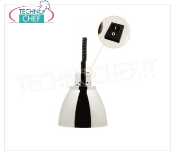 TECHNOCHEF - Lámpara calefactora de infrarrojos de aluminio, Mod.NA25 LÁMPARA DE CALEFACCIÓN regulable en altura, portalámparas de ALUMINIO diam. 225 mm., luz ROJA, V.230/1, W.250, Peso 1,08 Kg.